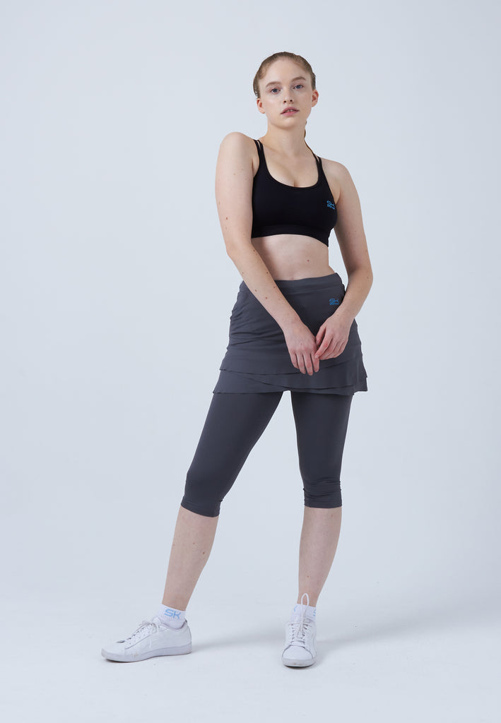 Mädchen & Damen und Gender 2-in-1 Tulip Tennisrock mit Leggings / Skapri, grau von SPORTKIND