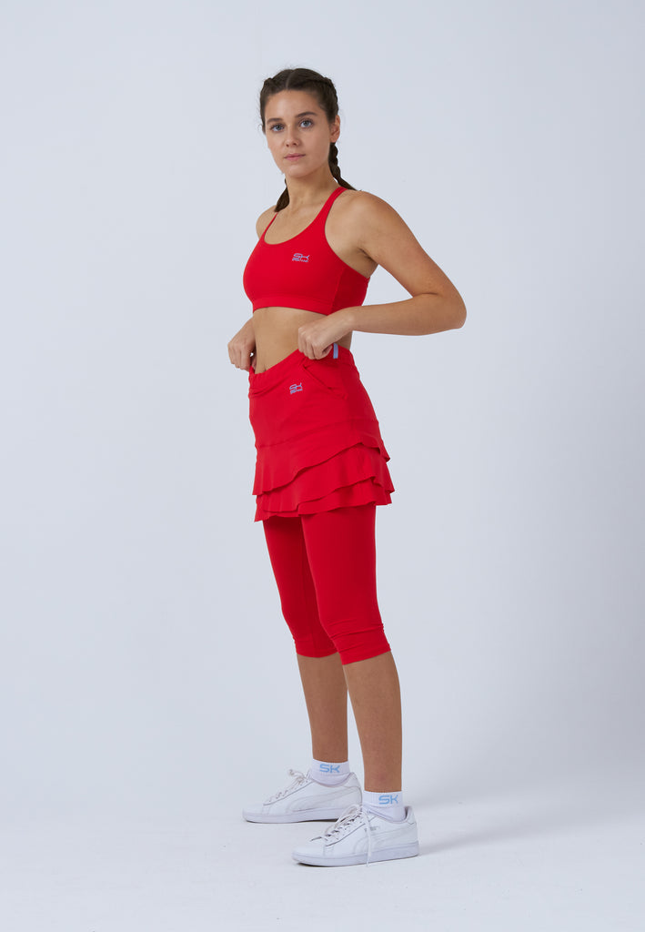 Mädchen & Damen und Gender 2-in-1 Tulip Tennisrock mit Leggings / Skapri, rot von SPORTKIND