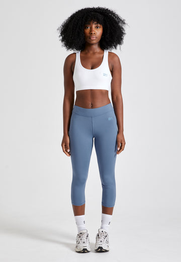 Mädchen & Damen 3/4 Sport Leggings, grau blau von SPORTKIND