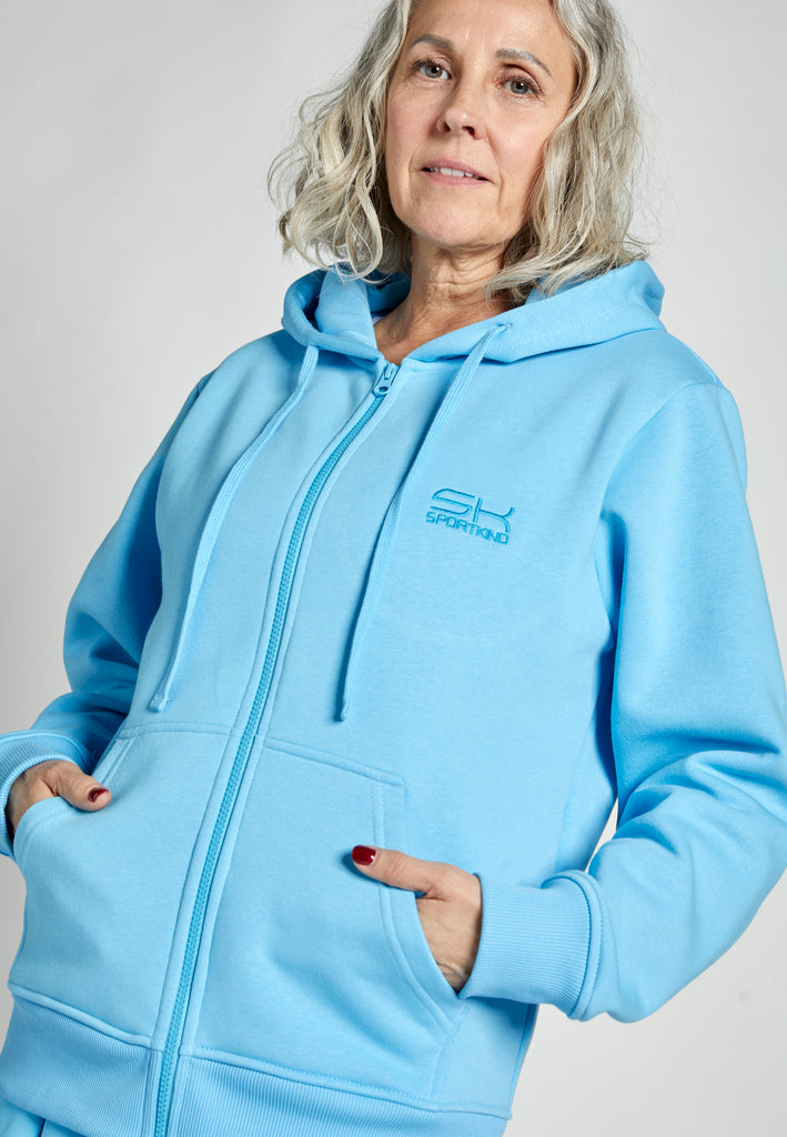 Unisex Kapuzenjacke mit Reißverschluss unisex, hellblau von SPORTKIND