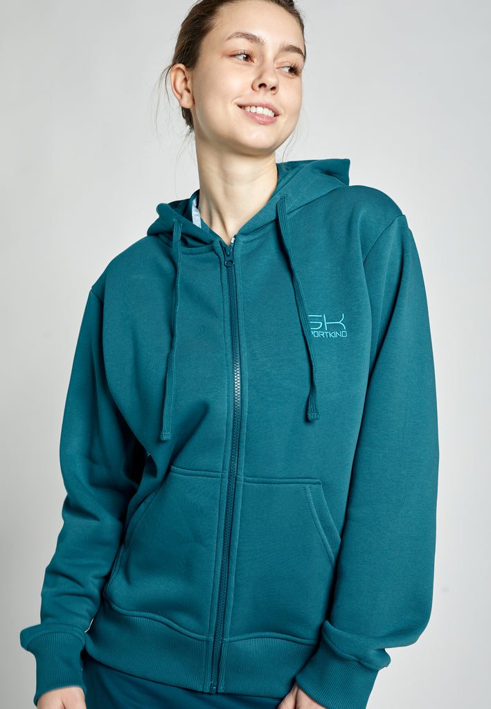 Unisex Kapuzenjacke mit Reißverschluss unisex, petrol grün von SPORTKIND