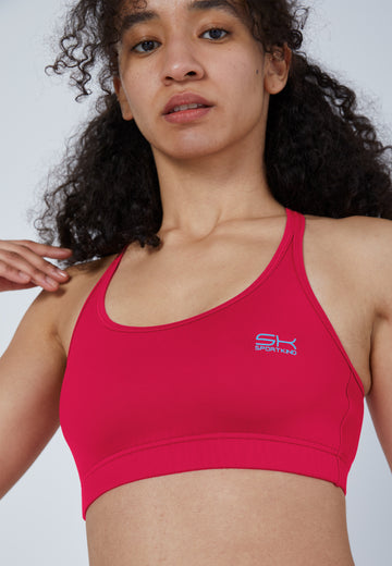 Mädchen & Damen und Gender Sport BH gekreuzte Träger, pink von SPORTKIND