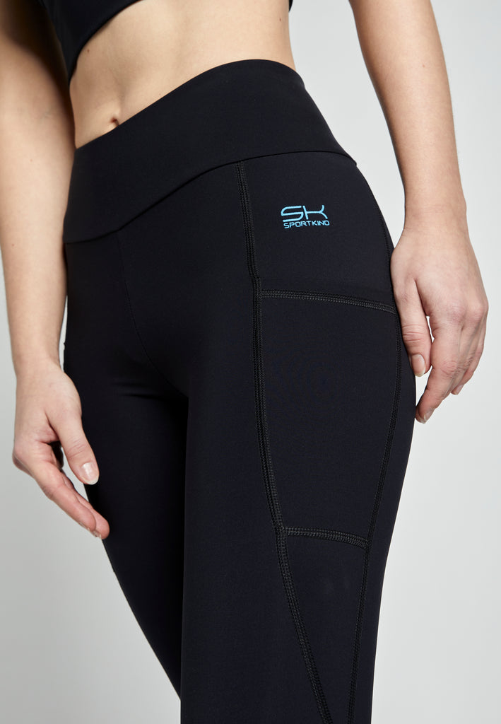 Damen Sport Leggings High Waist mit Taschen lang, schwarz von SPORTKIND