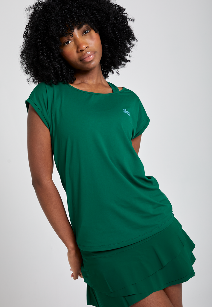 Mädchen & Damen Tennis Loose Fit Shirt, tannengrün von SPORTKIND