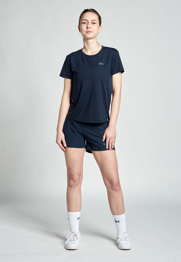 Mädchen & Damen Tennis Loose Fit T-Shirt Kurzarm, navy blau von SPORTKIND