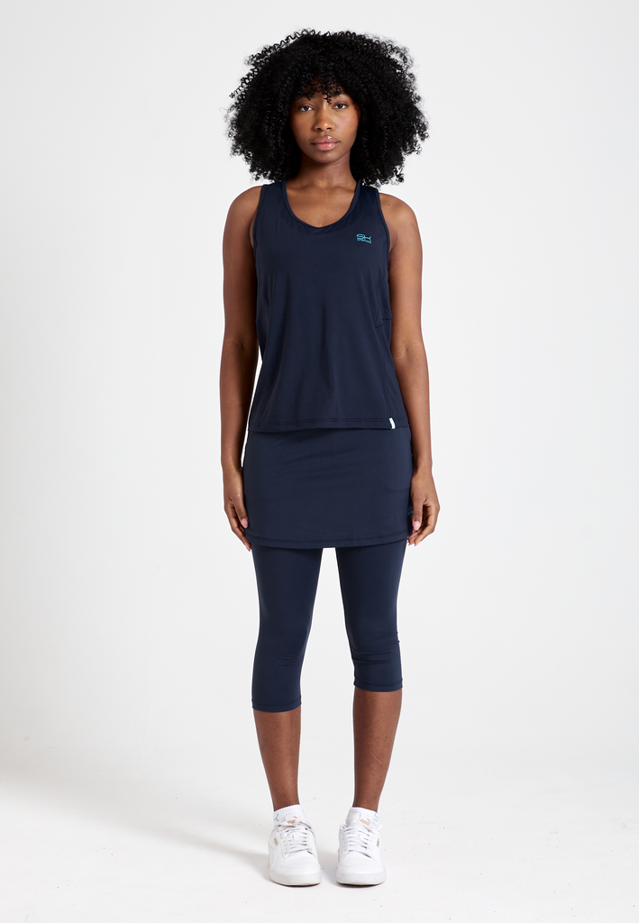 Mädchen & Damen Tennis Loose Fit Tanktop Basic, navy blau von SPORTKIND