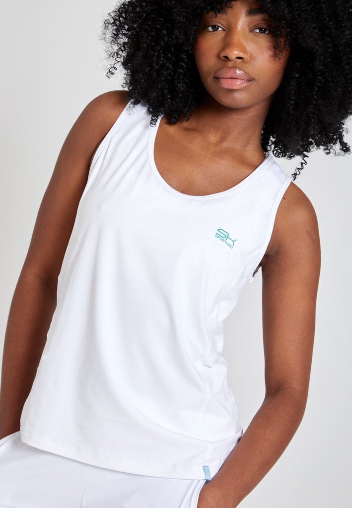 Mädchen & Damen Tennis Loose Fit Tanktop Basic, weiß von SPORTKIND