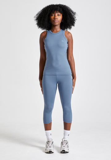 Mädchen & Damen Tennis Tanktop High Neck, grau blau von SPORTKIND