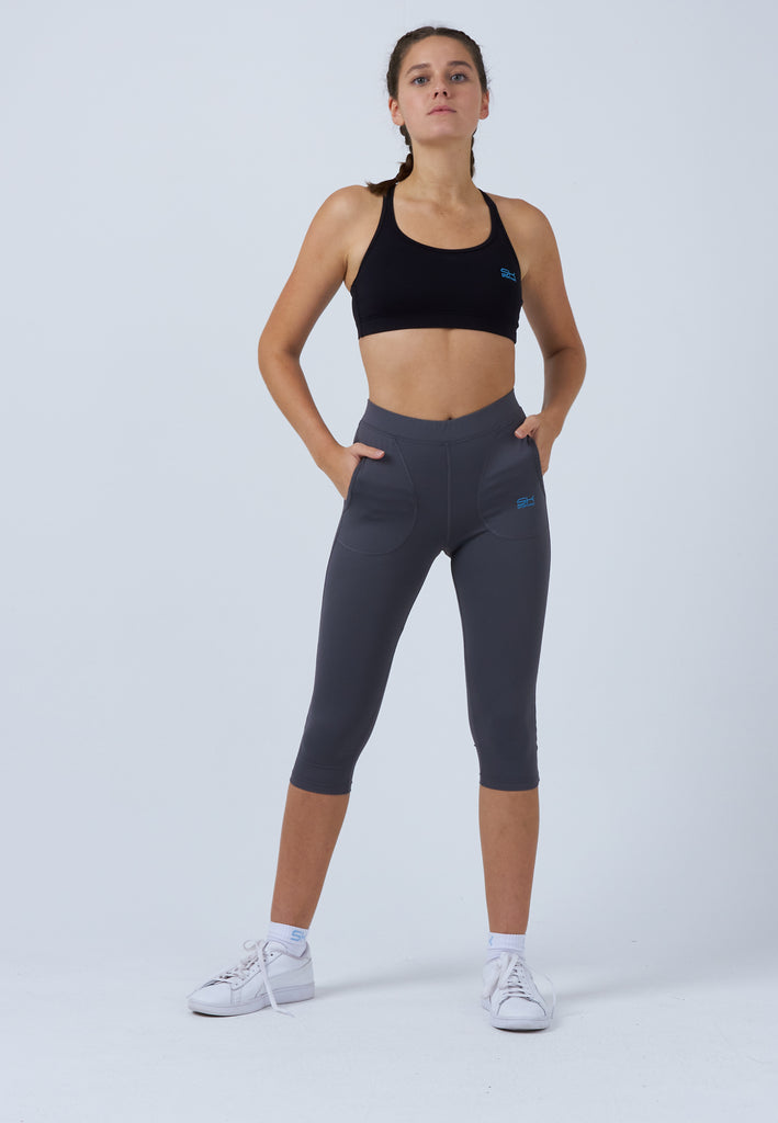 Mädchen & Damen und Gender Tennis 3/4-Leggings mit Taschen, grau von SPORTKIND