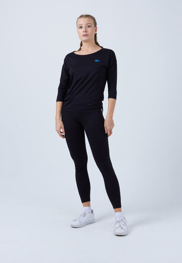 Mädchen & Damen und Gender Tennis 3/4 Loose Fit Shirt, schwarz von SPORTKIND