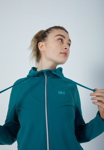 Mädchen & Damen und Gender Tennis Joggingjacke mit Kapuze, petrol grün von SPORTKIND