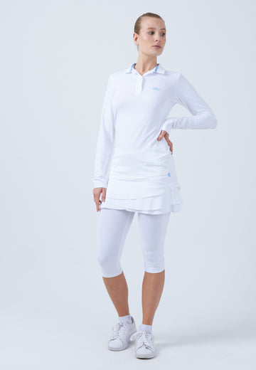 Mädchen & Damen und Gender Tennis Langarm Poloshirt Damen & Mädchen, weiß von SPORTKIND