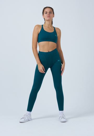 Mädchen & Damen und Gender Tennis Leggings mit Taschen lang, petrol grün von SPORTKIND