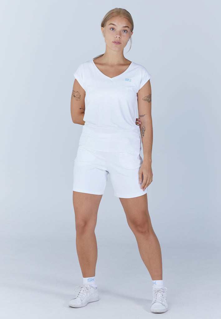 Mädchen & Damen Tennis Loose Fit Shirt V-Neck, weiß von SPORTKIND