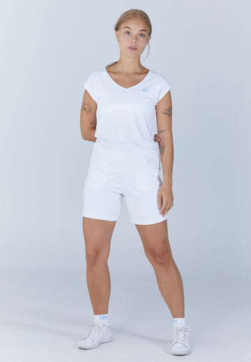 Mädchen & Damen Tennis Loose Fit Shirt V-Neck, weiß von SPORTKIND