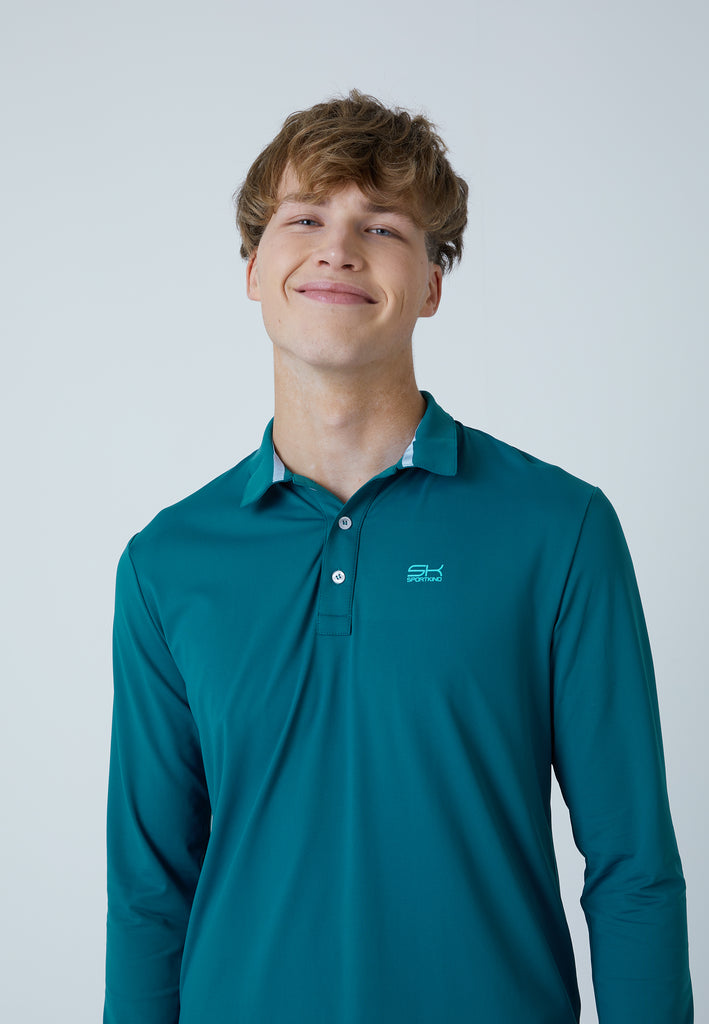 Jungen & Herren und Gender Tennis Poloshirt Langarm Herren & Jungen, petrol grün von SPORTKIND