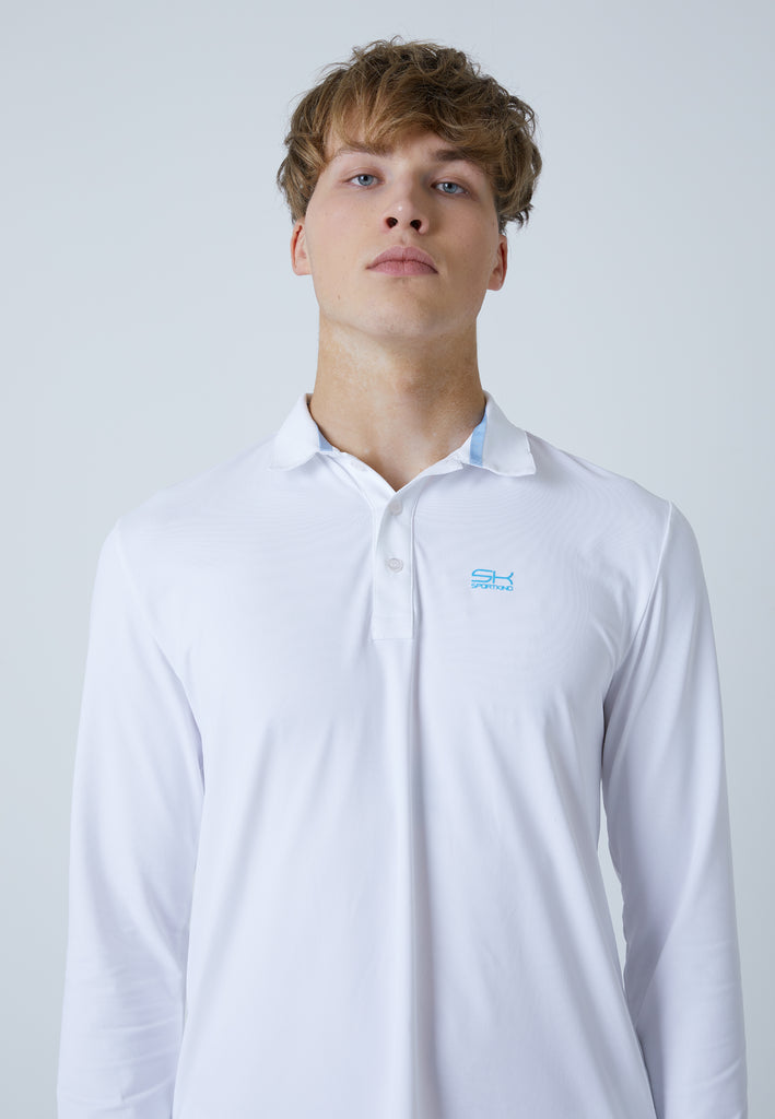 Jungen & Herren und Gender Tennis Poloshirt Langarm Herren & Jungen, weiß von SPORTKIND