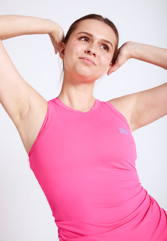 Mädchen & Damen Tennis Tanktop High Neck, hibiscus pink von SPORTKIND