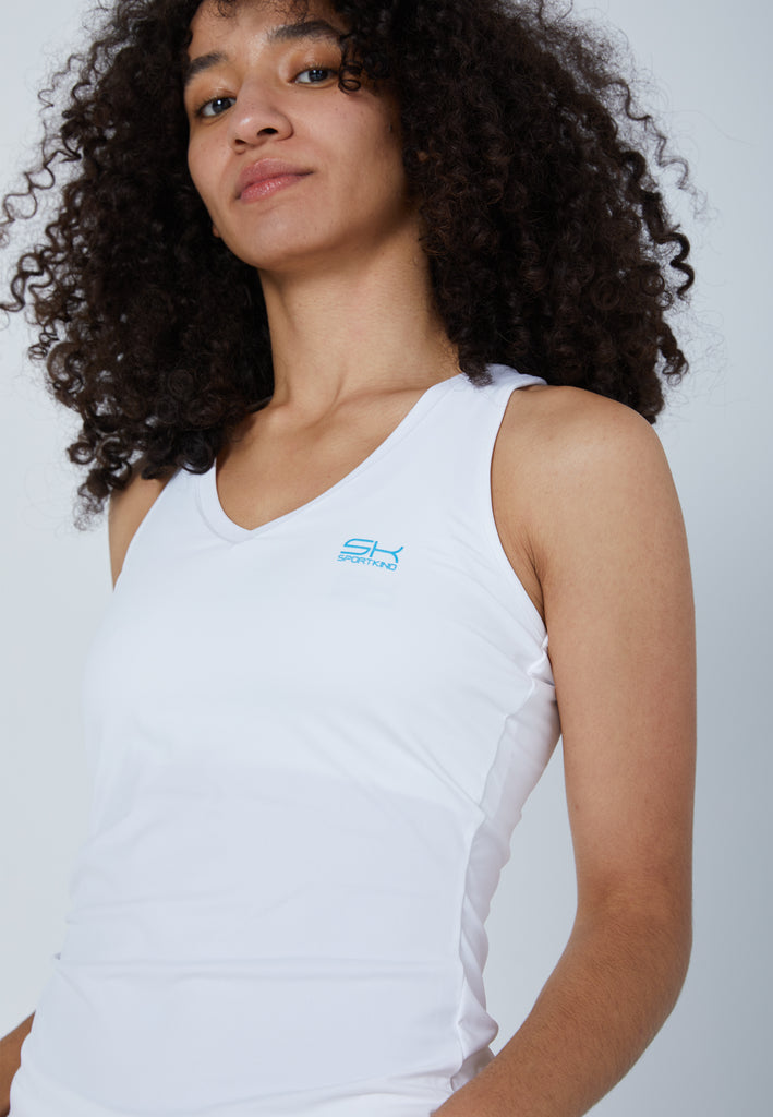 Mädchen & Damen und Gender Tennis Tanktop V-Neck, weiß von SPORTKIND